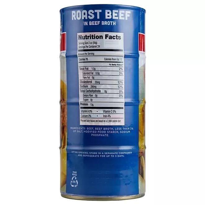 Generic roast beef can beside a ruler for clear size and portion comparison