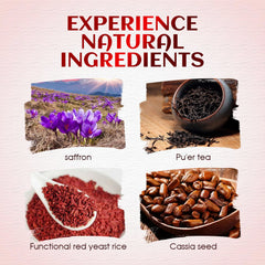 Generic saffron and cassia seed close-up emphasizes aromatic floral benefit