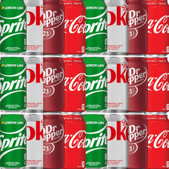 Generic brand front packaging view showing 18-count cans and assorted flavors for easy serving