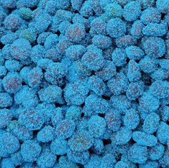 Generic brand front packaging showing bold blue raspberry flavor and viral appeal