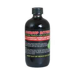 Generic soursop bitters front bottle showing label and size for easy identification and storage