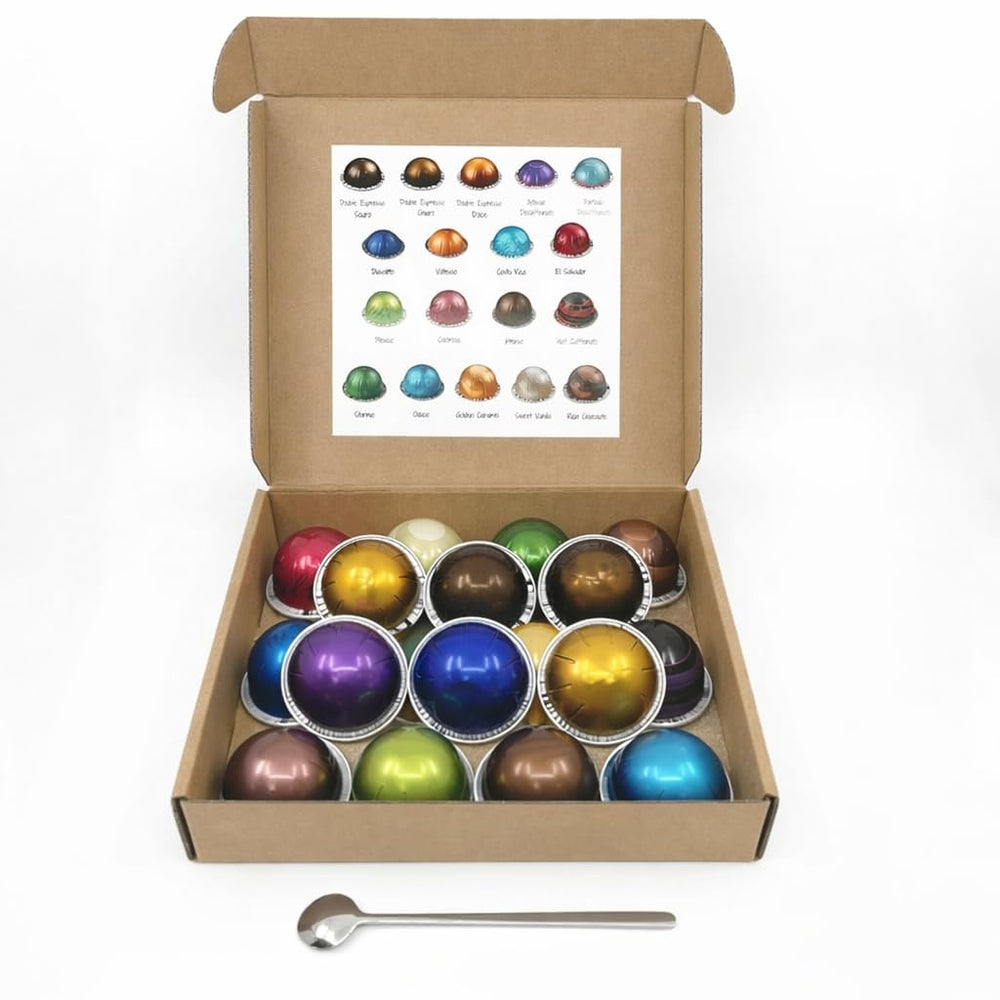Generic brand front packaging showing 18-capsule variety sampler and bulk pack convenience