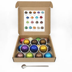 Generic brand front packaging showing 18-capsule variety sampler and bulk pack convenience