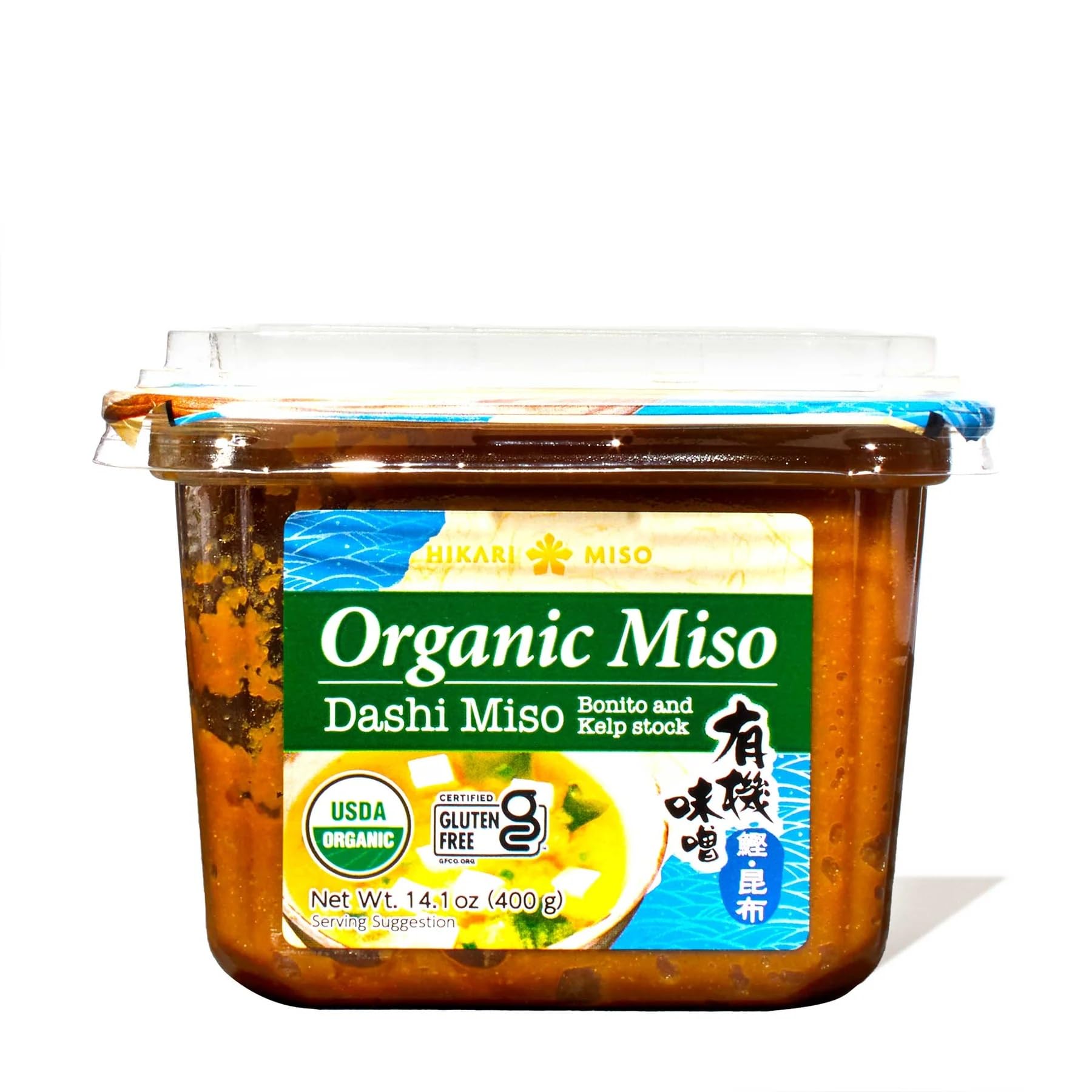 Generic brand jar front showing white dashi miso paste and clear labeling, convenient flavor