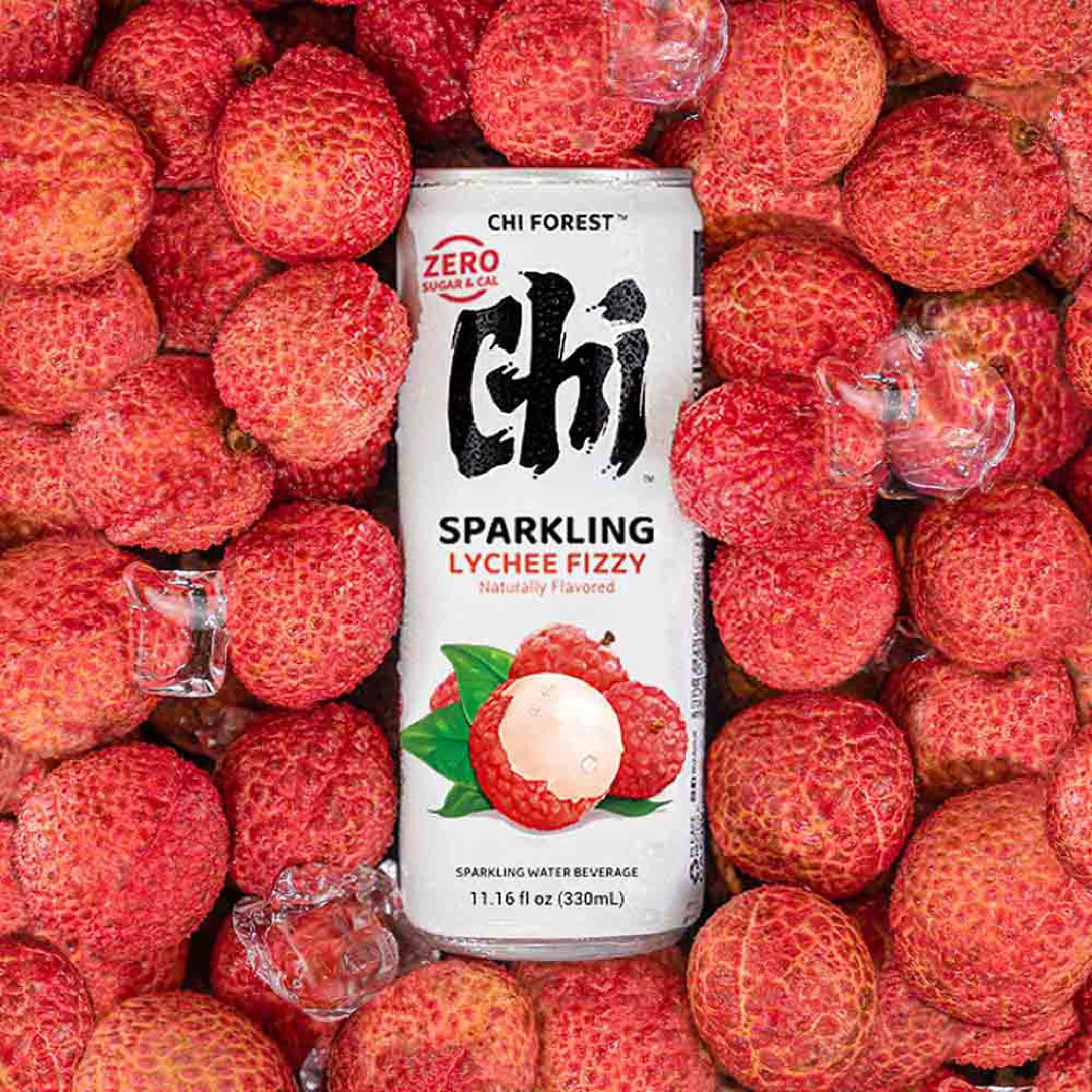 GENKI FOREST front packaging of CHI FOREST lychee 24-pack shows convenience and shelf appeal