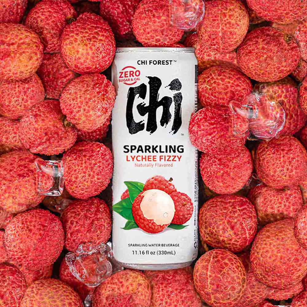 GENKI FOREST front packaging of CHI FOREST lychee 24-pack shows convenience and shelf appeal