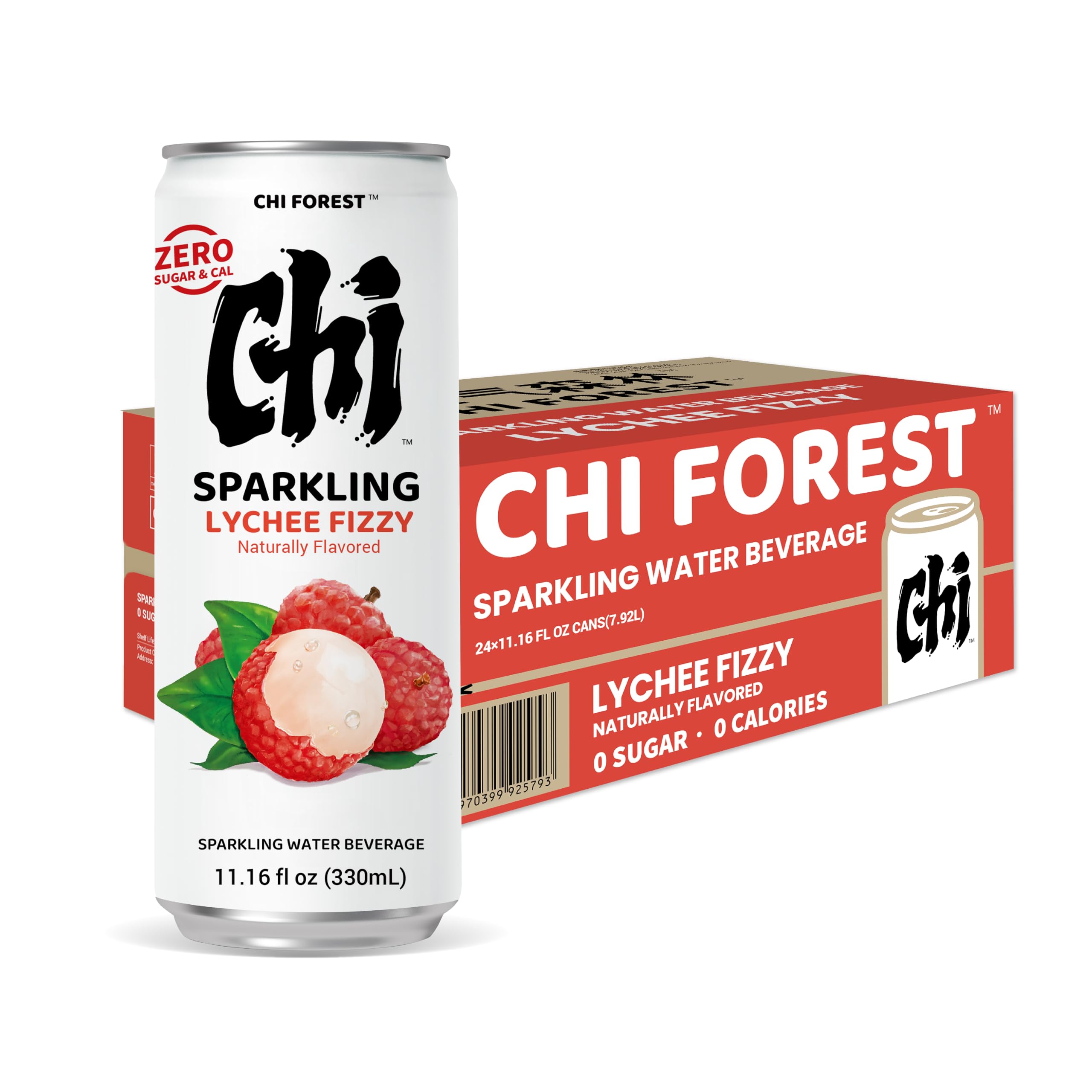 GENKI FOREST CHI FOREST label and nutrition panel showing 0 sugar and ingredient clarity
