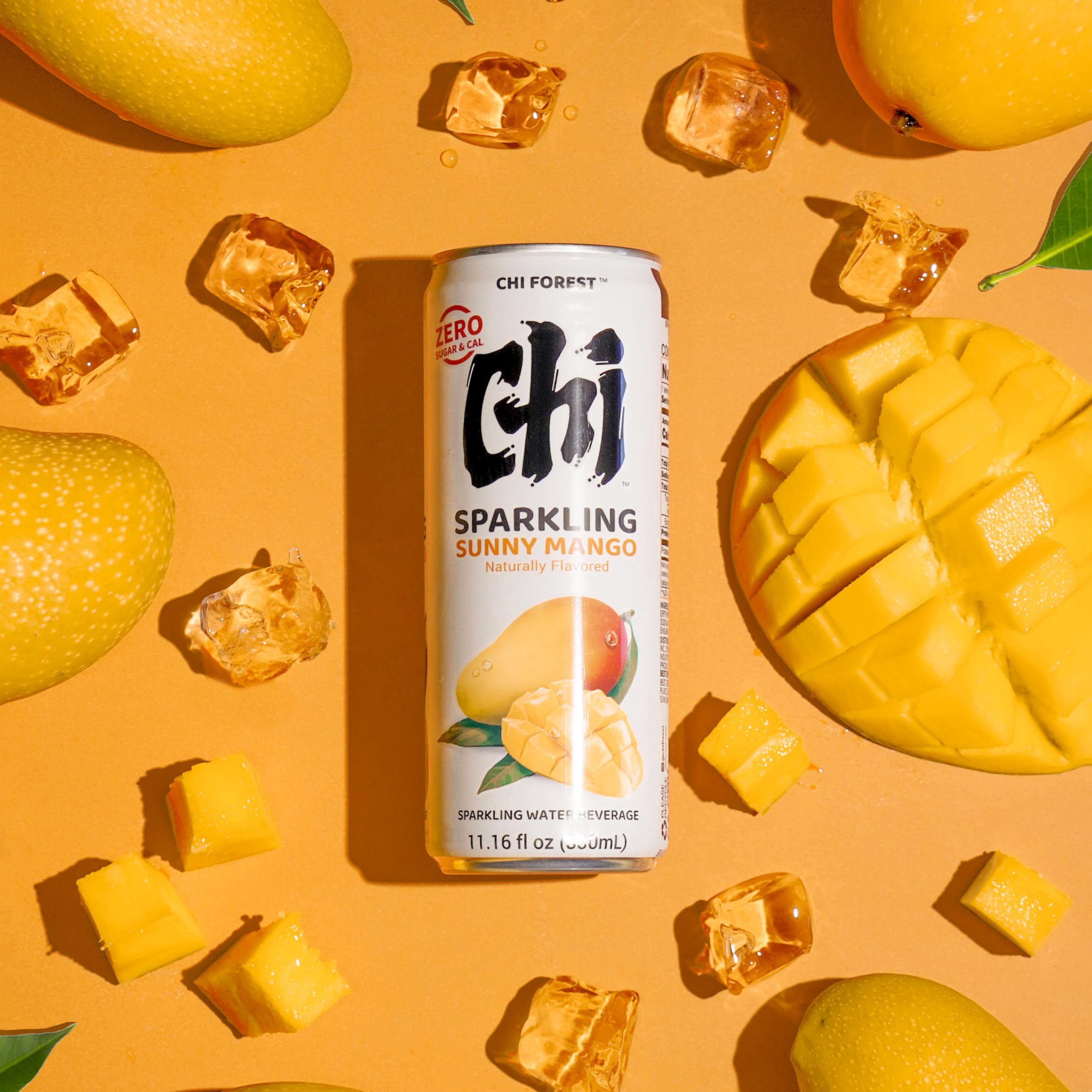 GENKI FOREST front packaging showing mango flavor and zero sugar benefit