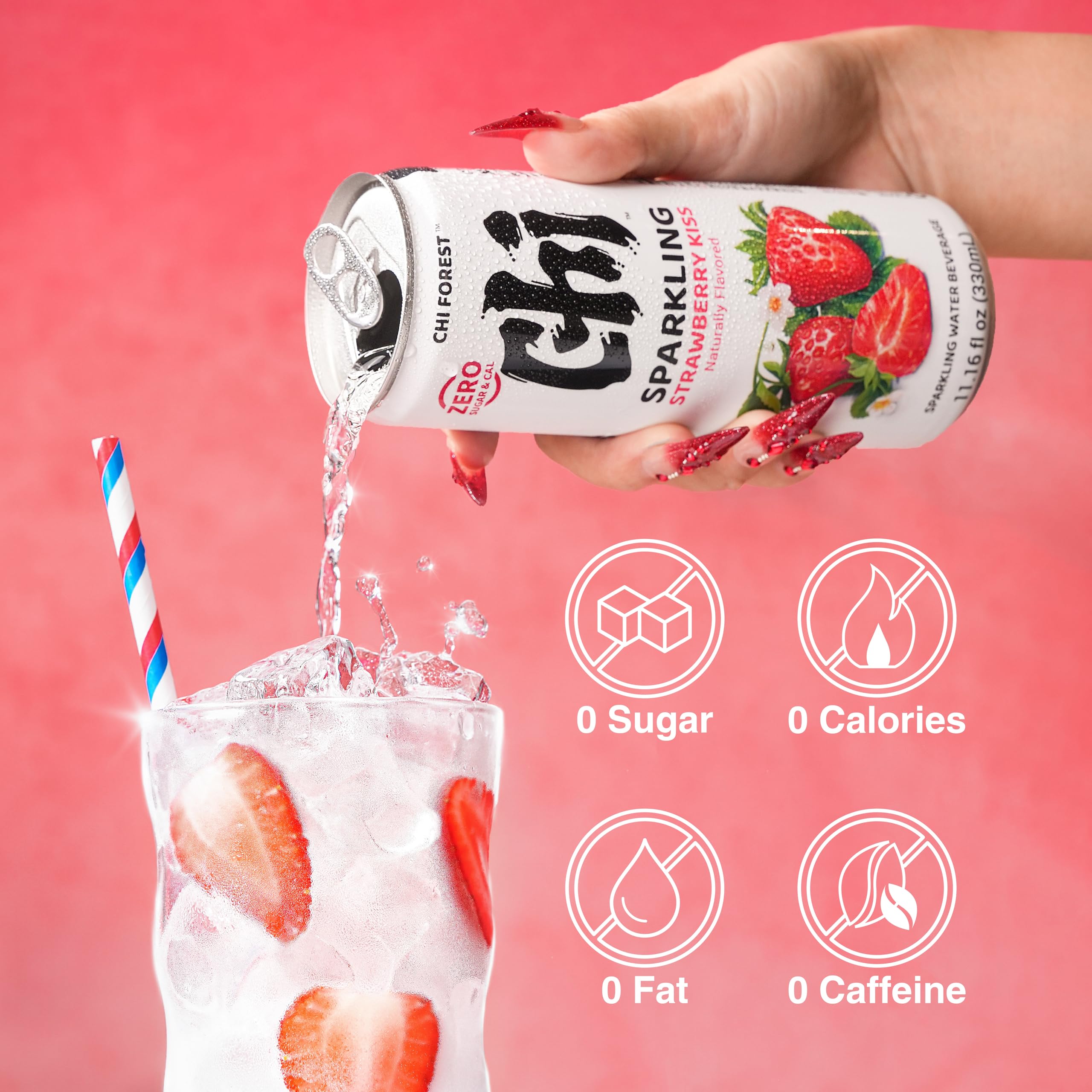 GENKI FOREST top of can opened showing carbonation for immediate grab-and-drink refreshment
