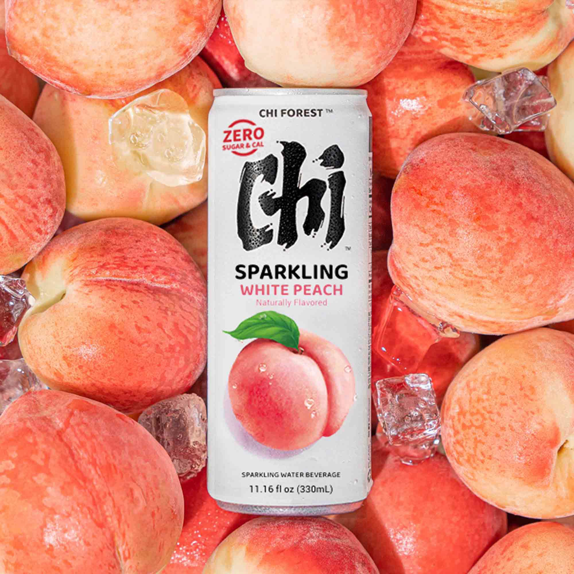 GENKI FOREST front packaging of 24 cans showing product and benefit of extra fizz