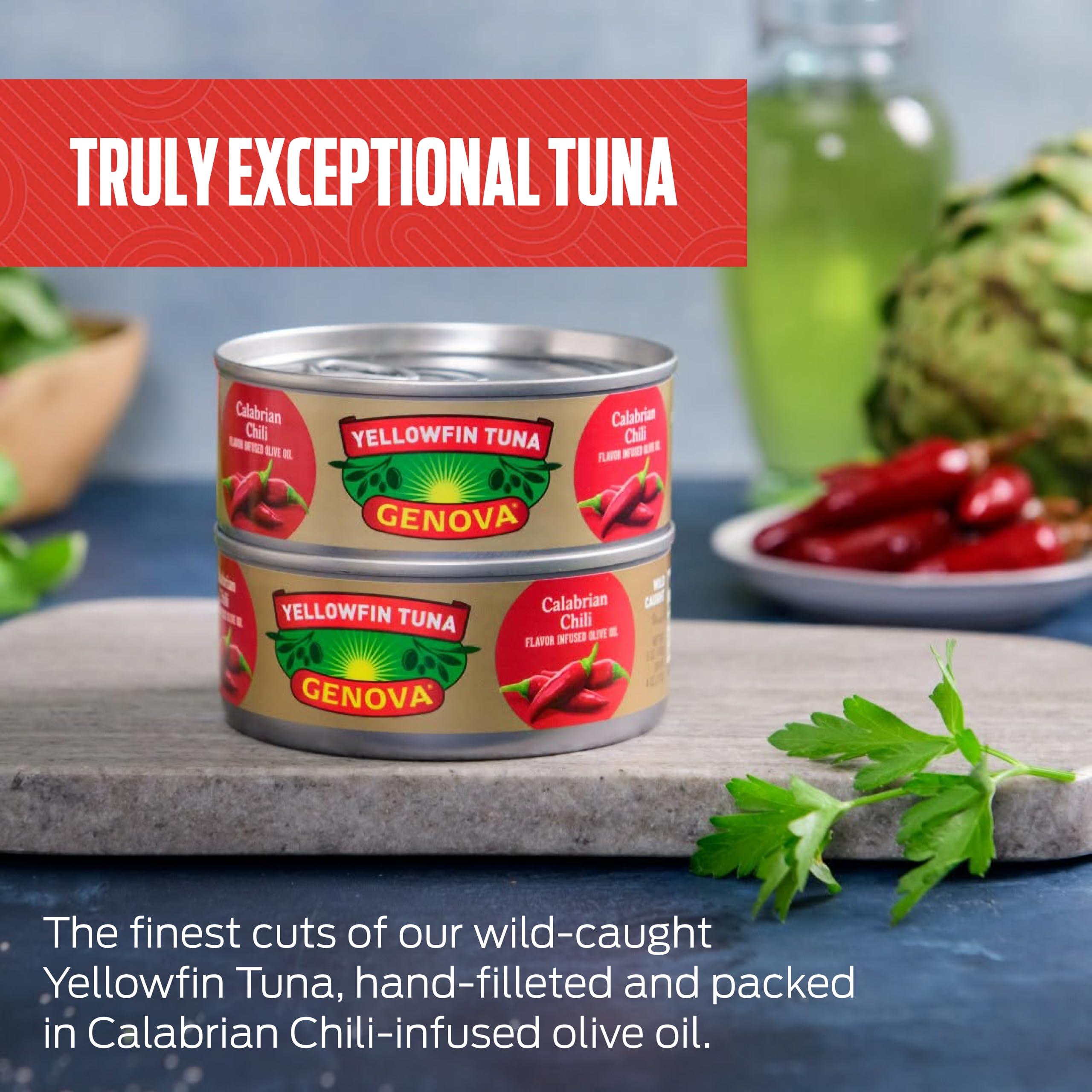 Genova opened can ready to serve demonstrating convenience and flavor
