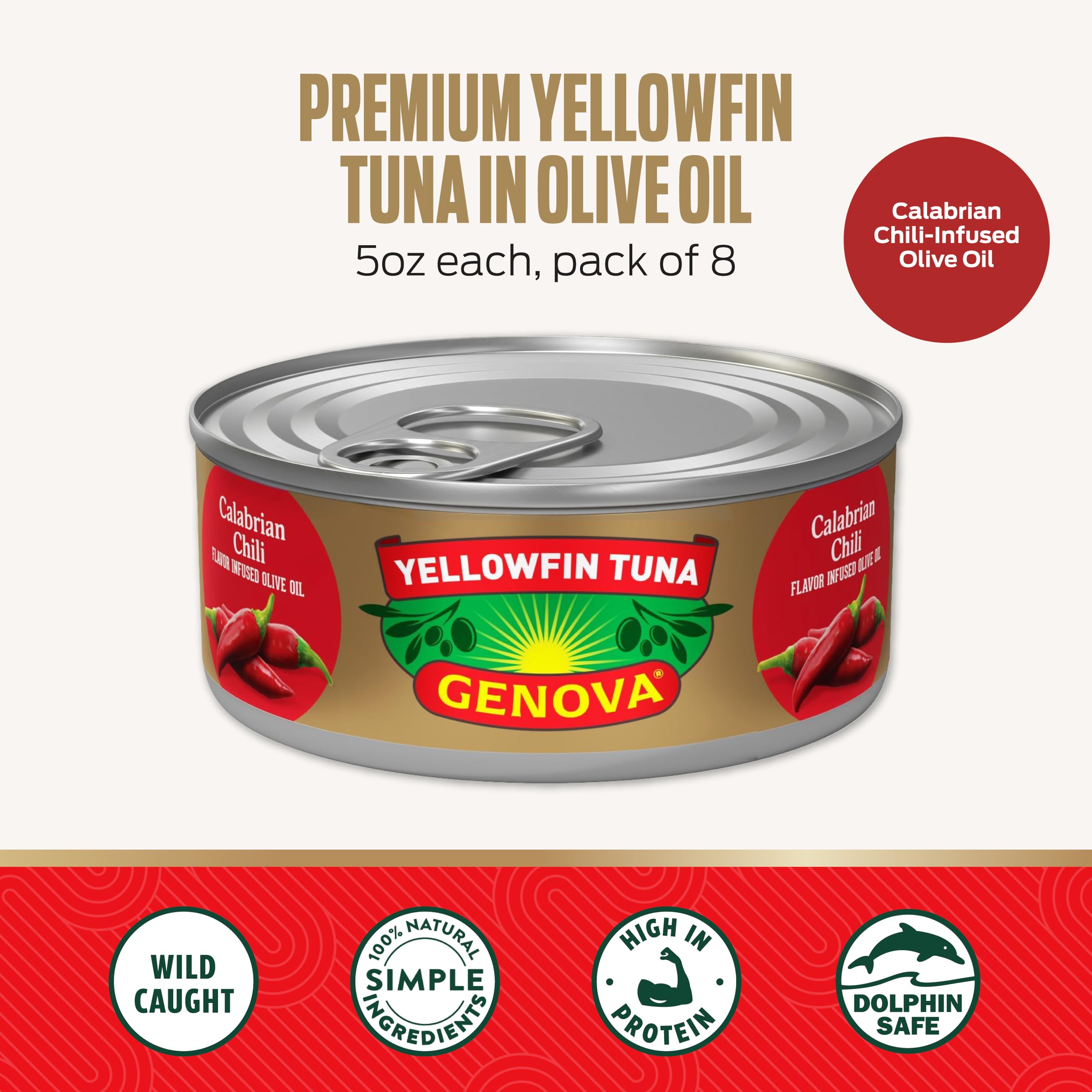 Genova close-up of tuna flakes in oil showing meaty texture and appeal