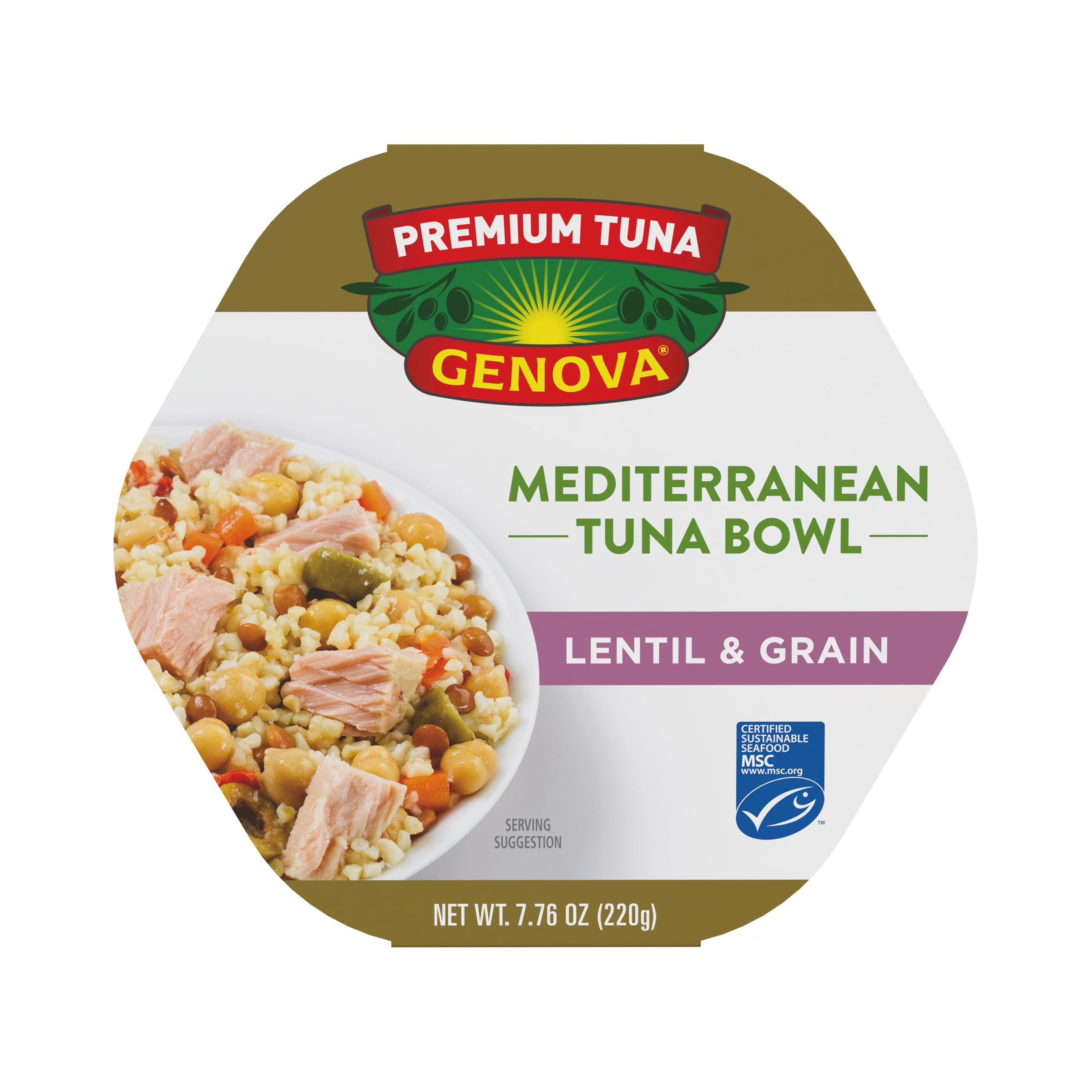 Genova open bowl top view showcasing mixed grains and vegetables freshness