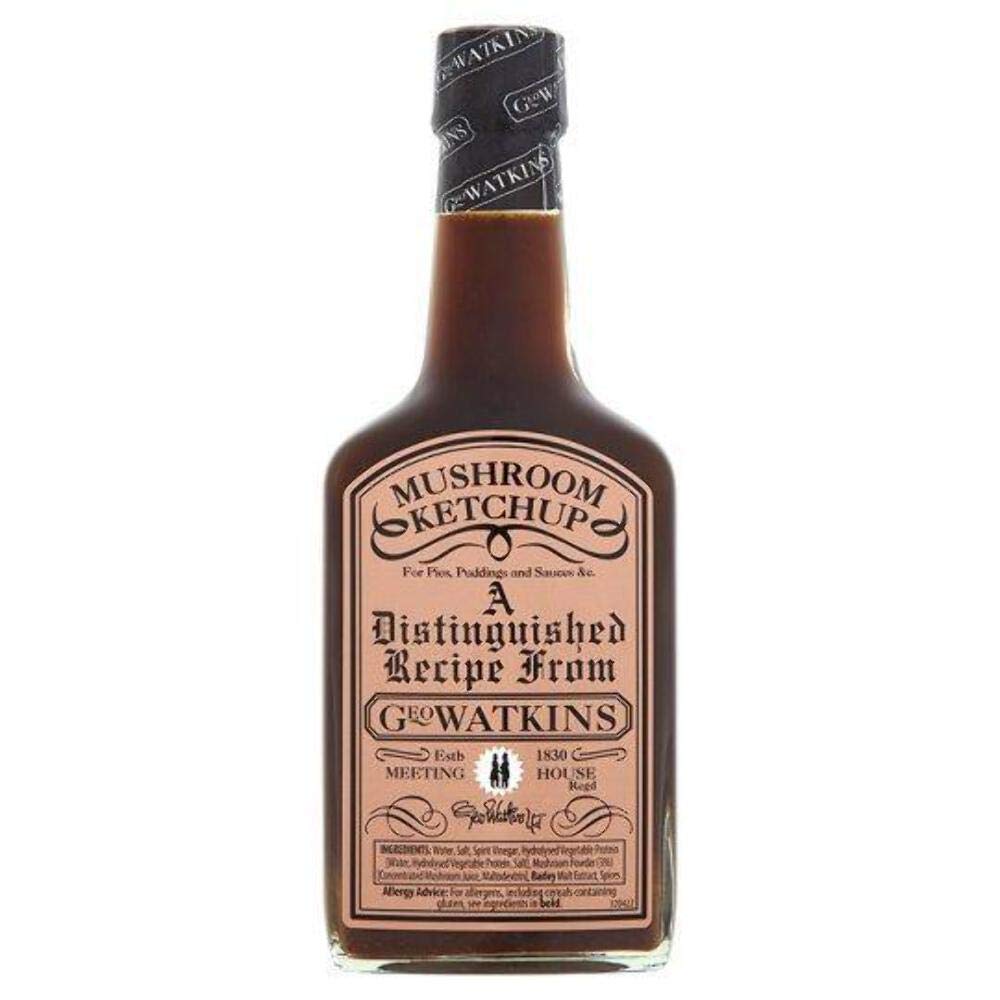 Geo Watkins bottle front view showing label and rich mushroom flavour benefit