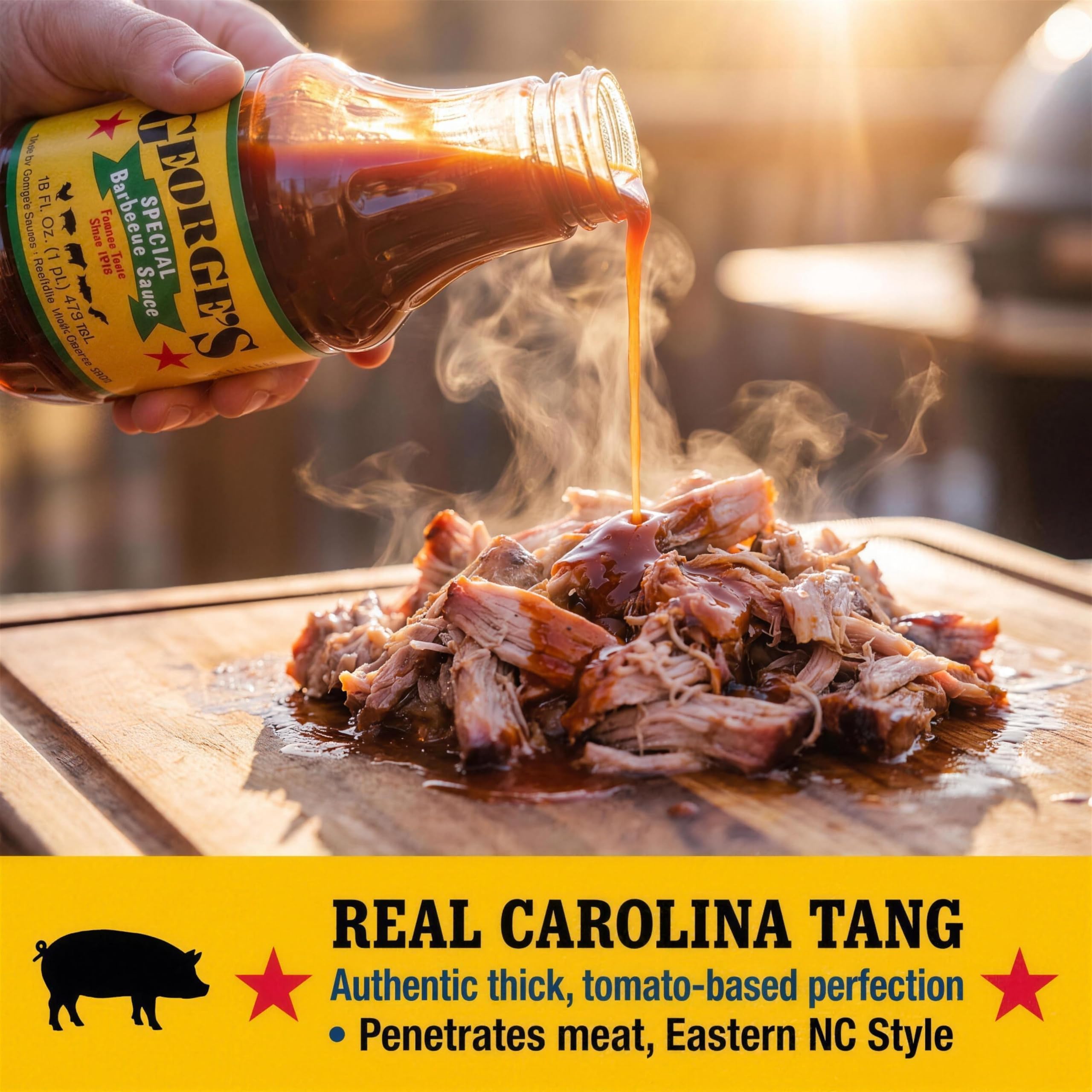 George's Sauces glazing ribs on a grill demonstrating glossy finish and flavor boost