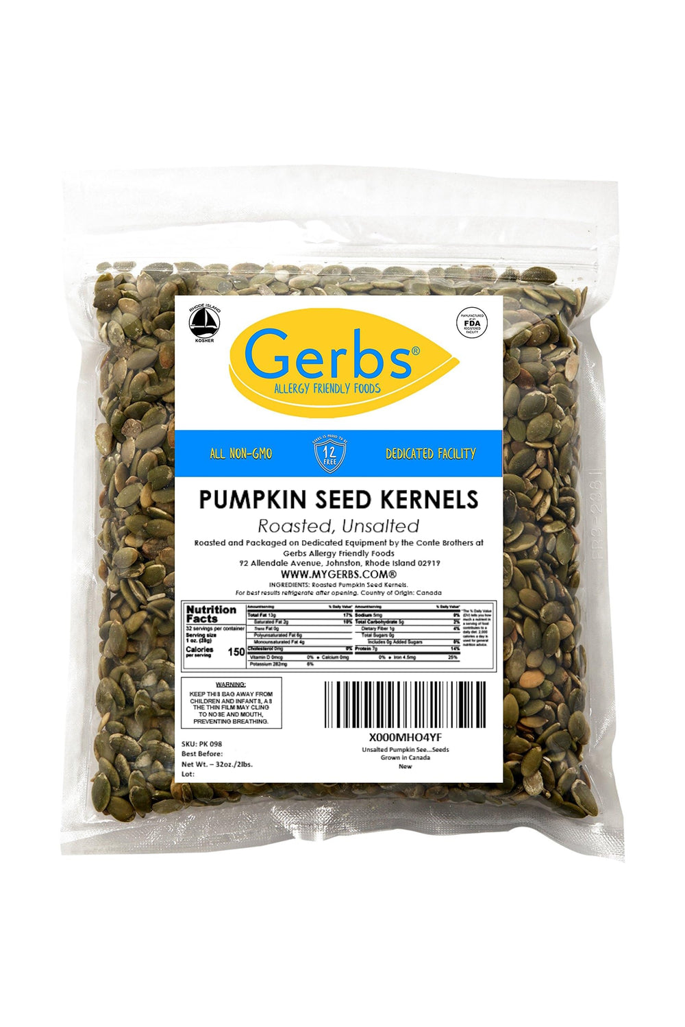 GERBS pumpkin seeds on tablespoon to show scale and portion control benefit