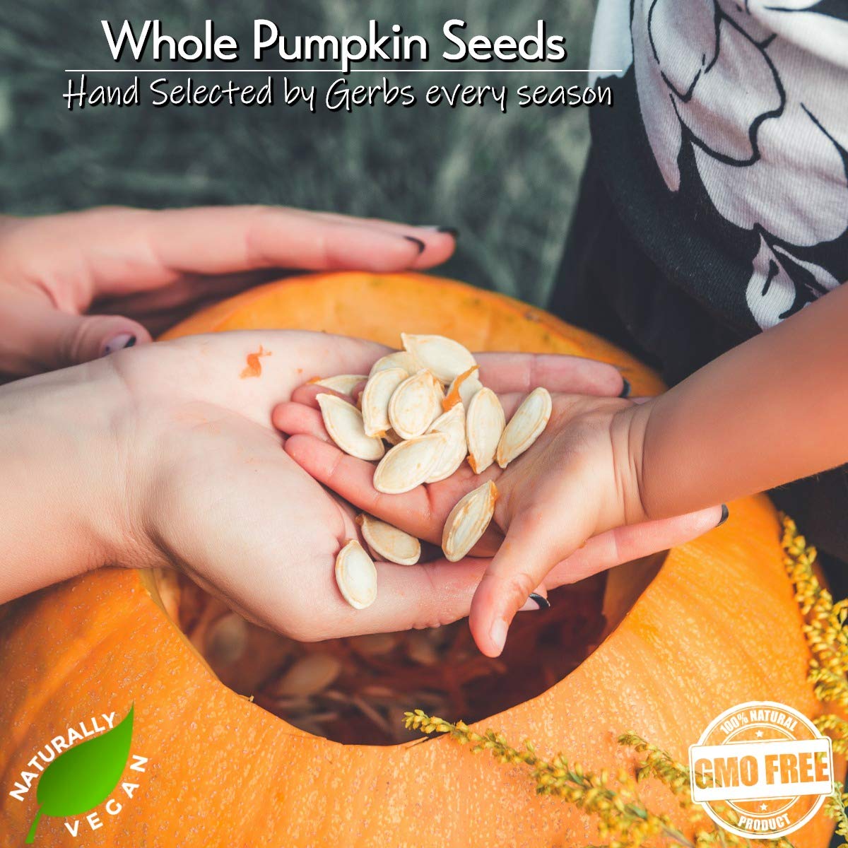 GERBS pumpkin seeds sprinkled on salad showing versatile use and added texture benefit
