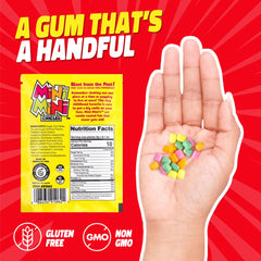 GeRRiT open pouch with colorful mini chicles visible, highlighting grab-and-go convenience