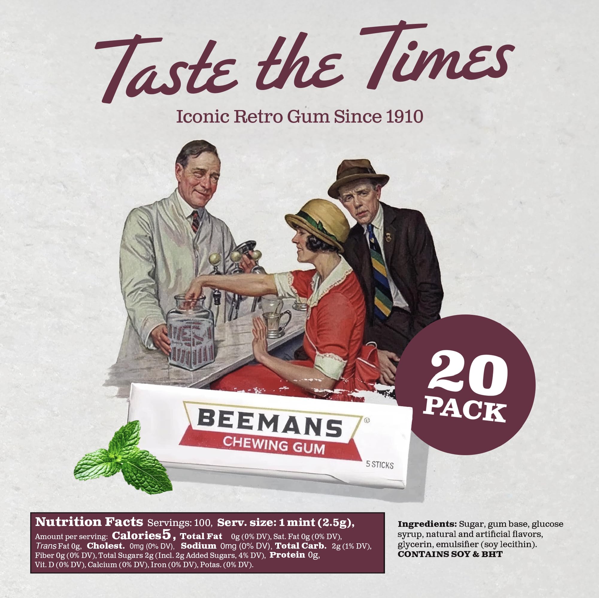 Gerrit's Beemans open stick detail revealing wintergreen flavor and chewability
