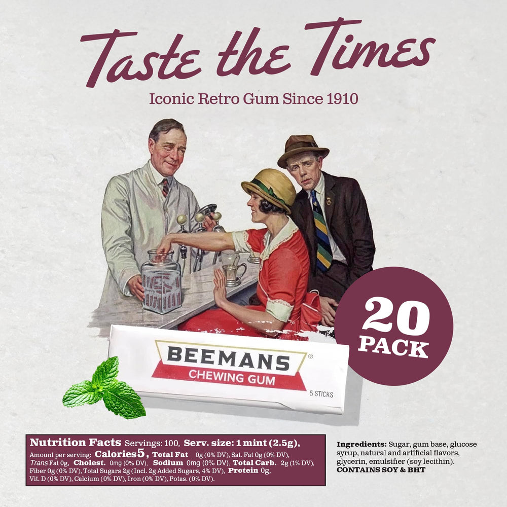 Gerrit's Beemans open stick detail revealing wintergreen flavor and chewability