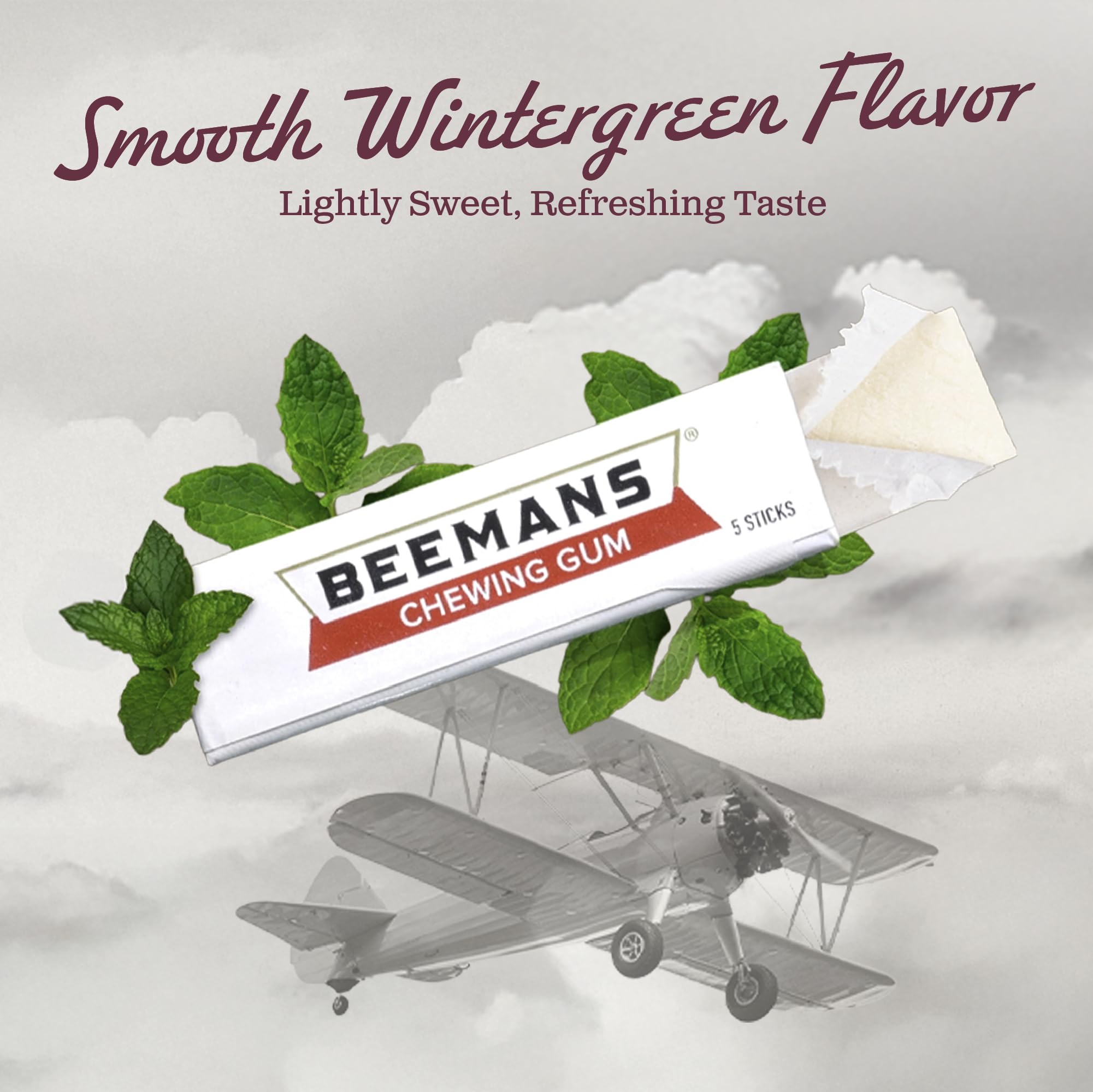 Close-up texture of Gerrit's Beemans gum highlighting consistent chew and quality