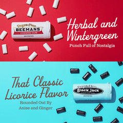 Gerrit's four flavors lined up to display Beeman's Black Jack Clove Teaberry variety