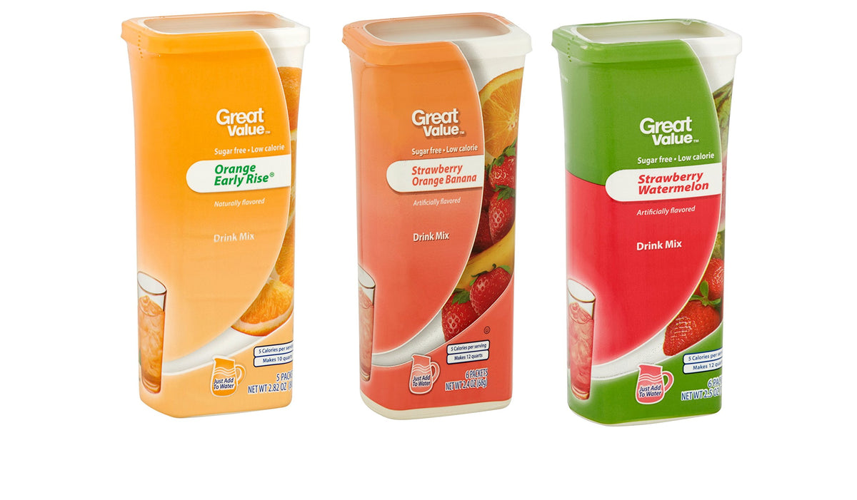 Getgal Great Value front packaging showing three canisters and flavors for easy selection