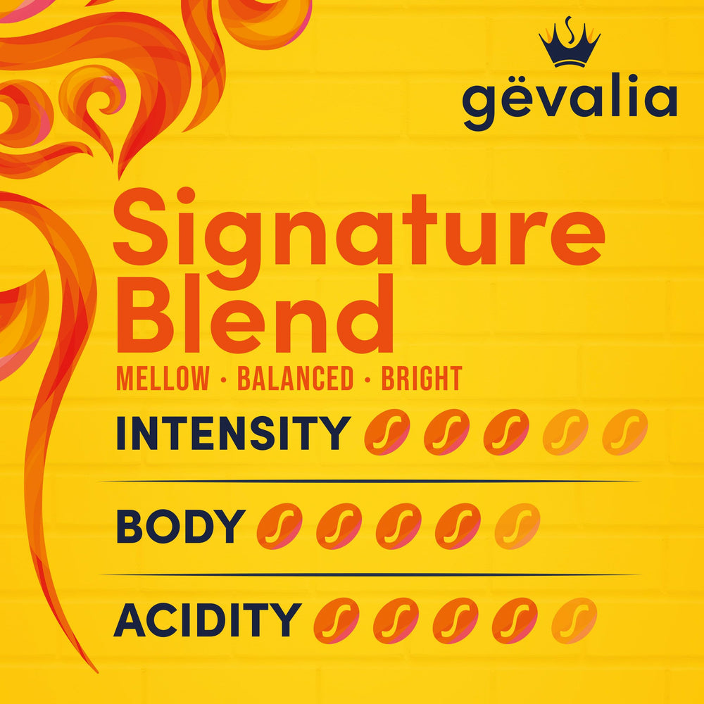 Gevalia 10-count box beside a ruler showing compact size and portability