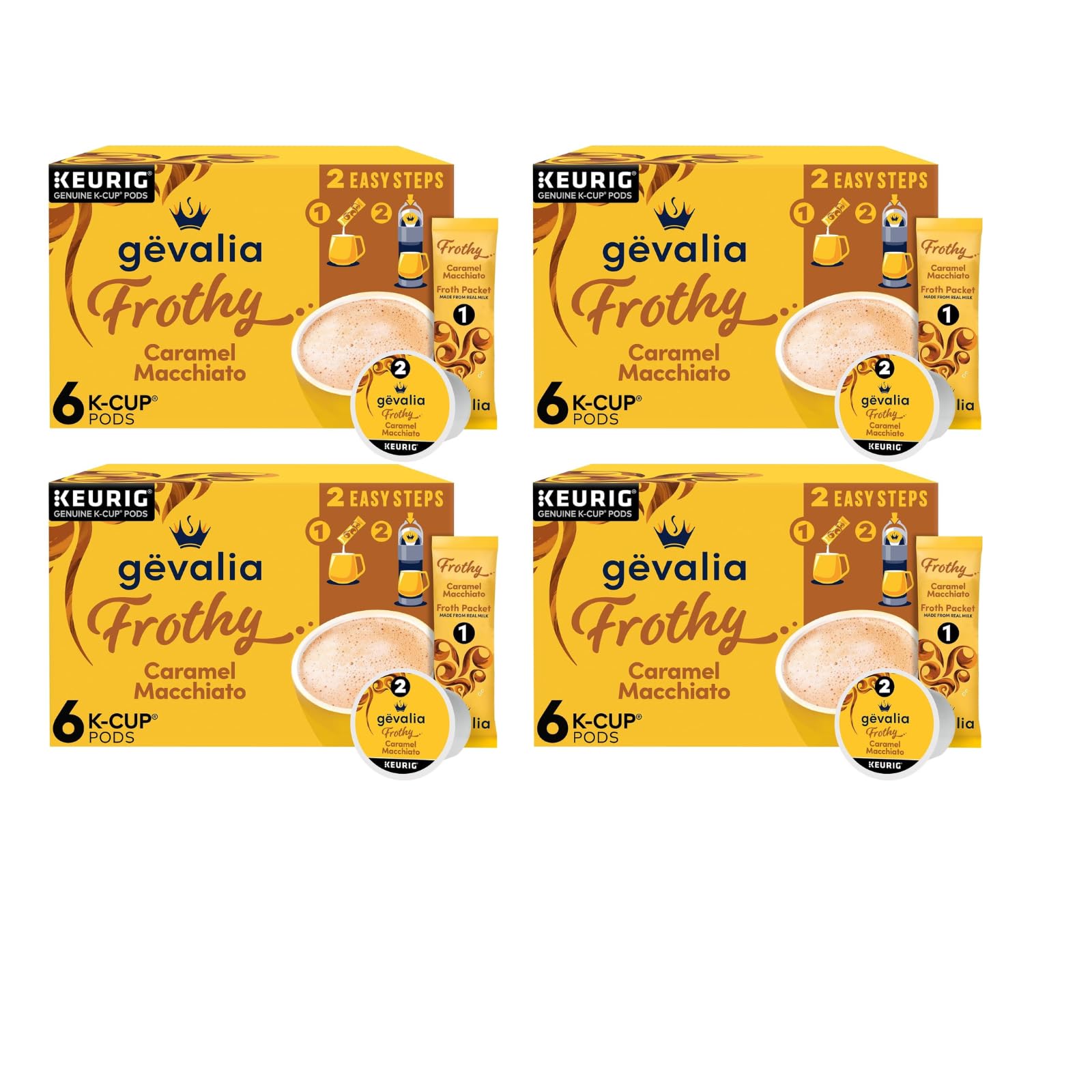 Gevalia front box showing caramel macchiato kit and clear branding for easy purchase