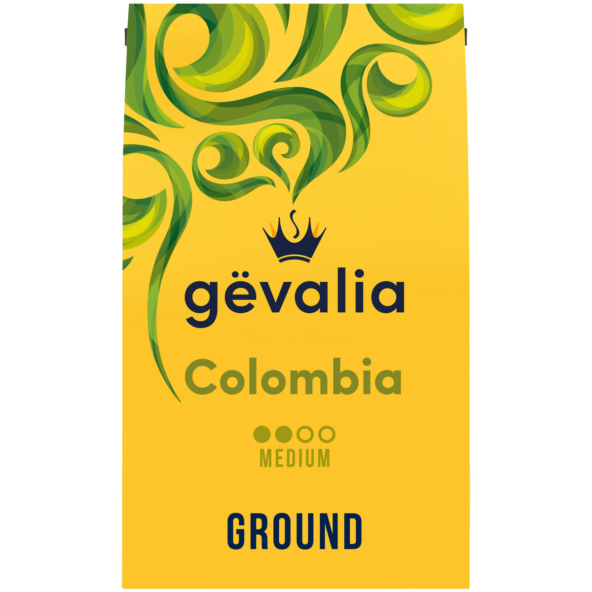 Gevalia front package showing Colombia medium roast and 20 oz freshness