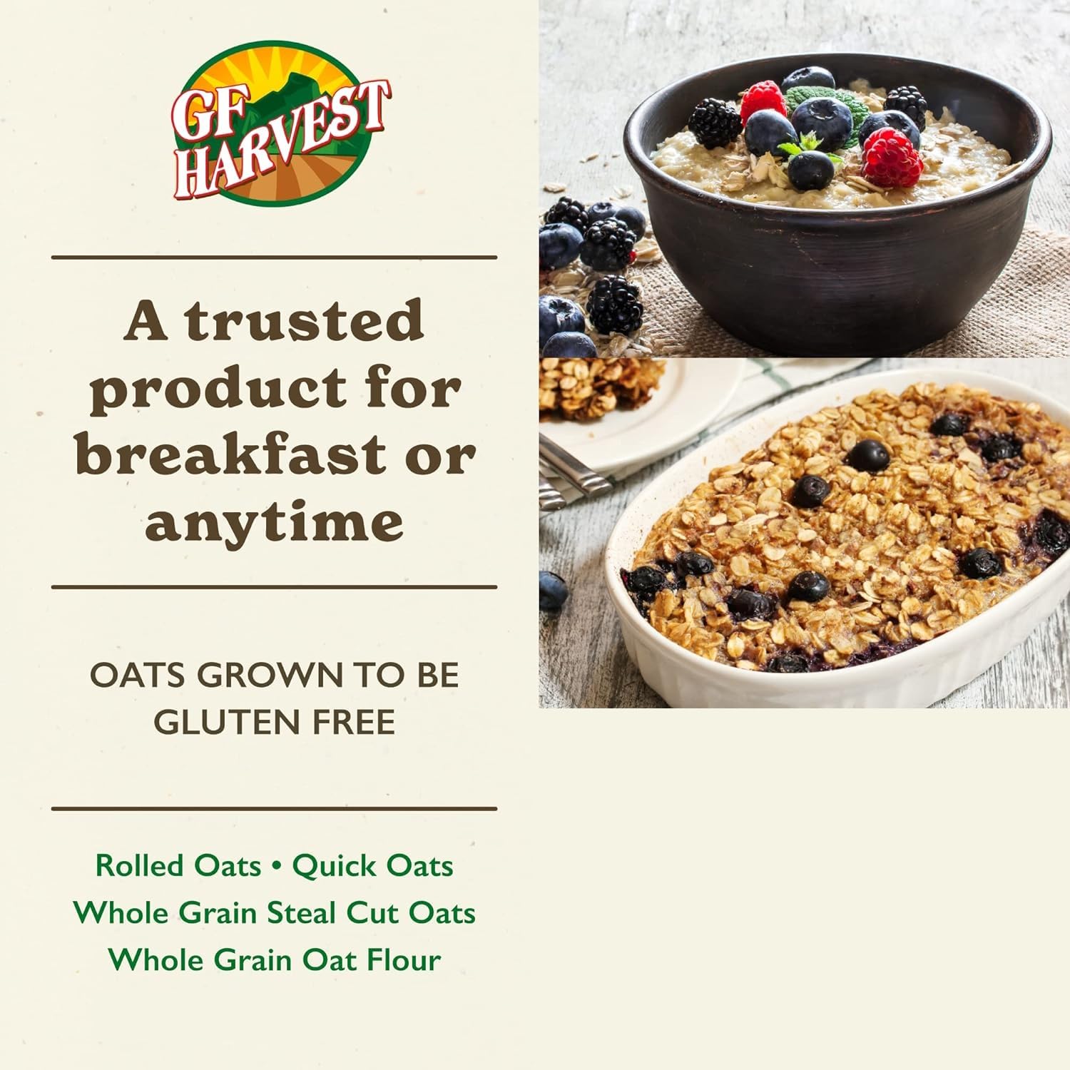 GF Harvest oat groats in kitchen setting showing versatile cooking use