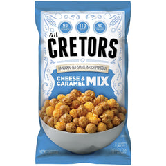 G.H. Cretors front packaging showing cheese and caramel flavors for convenient snacking