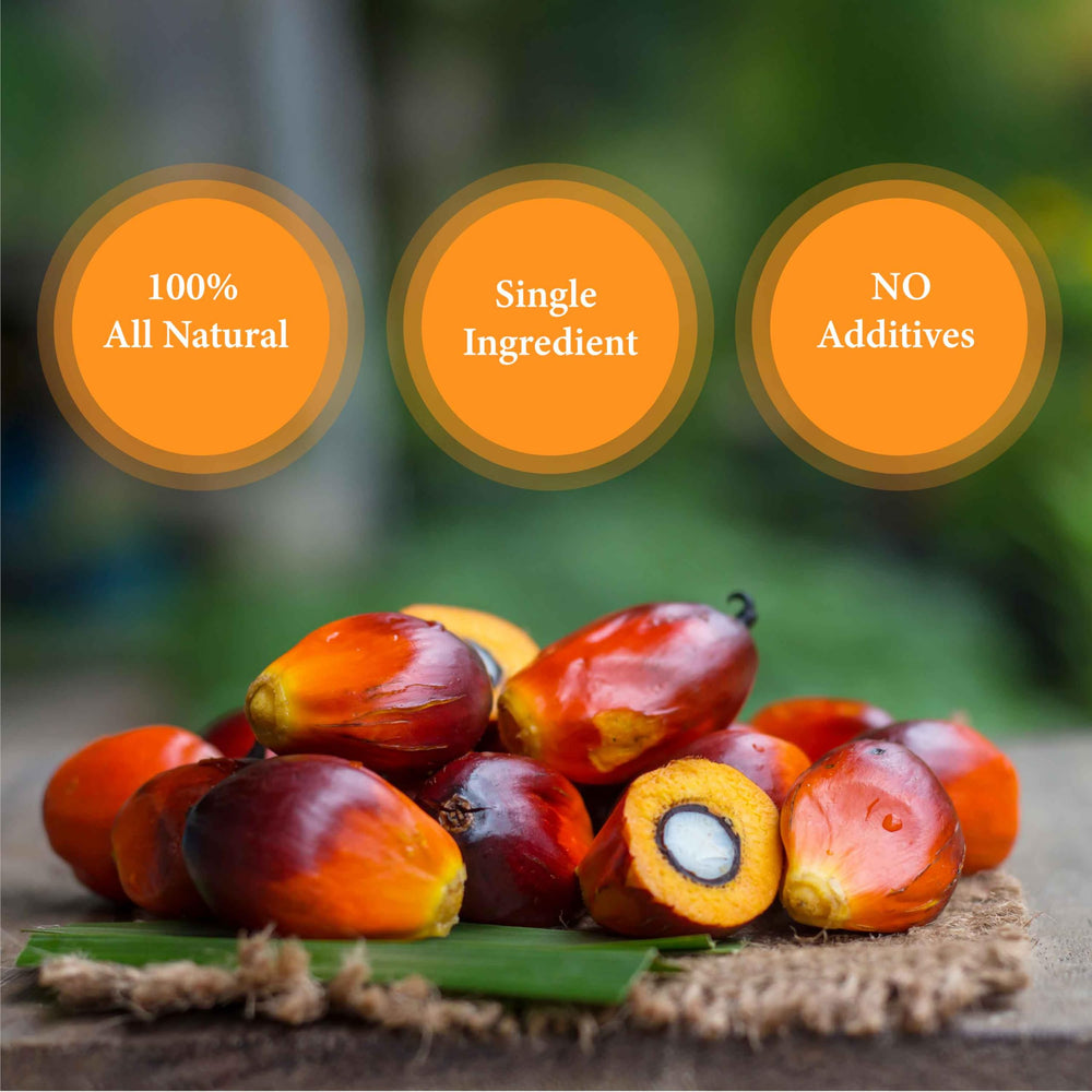 GHANA HERITAGE label close-up highlighting 100% pure palm oil and ingredient transparency benefit