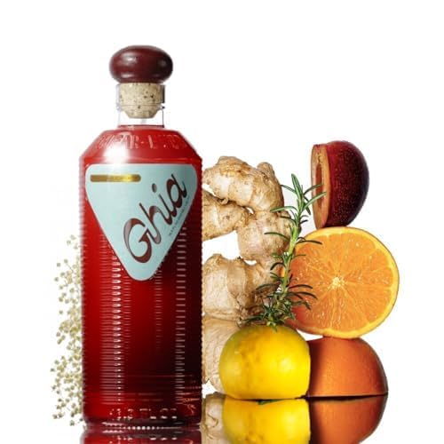 Ghia bottle front view showing branding and 500ml size, ideal for gatherings