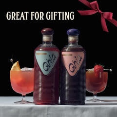 Two Ghia bottles on a kitchen shelf conveying convenience and ready-to-serve appeal