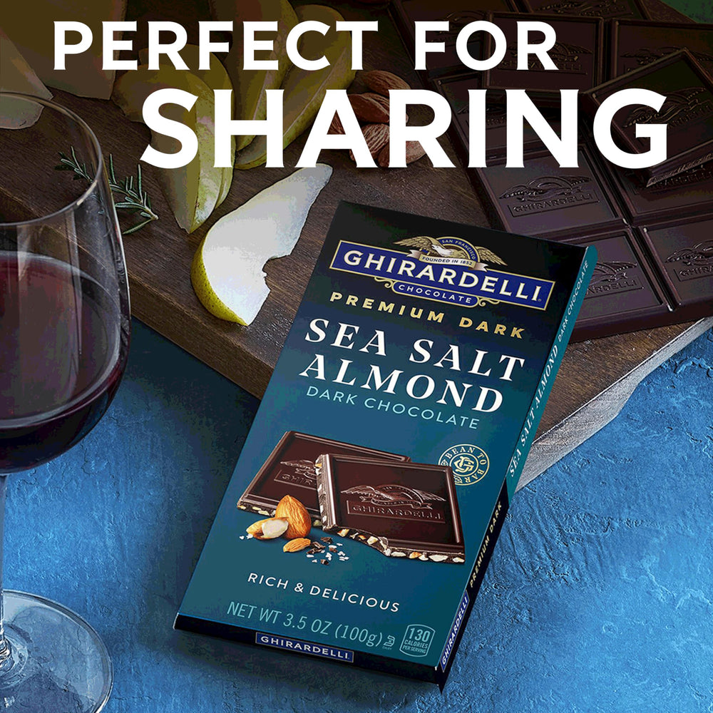 Ghirardelli almonds and sea salt close-up showing crunchy contrast