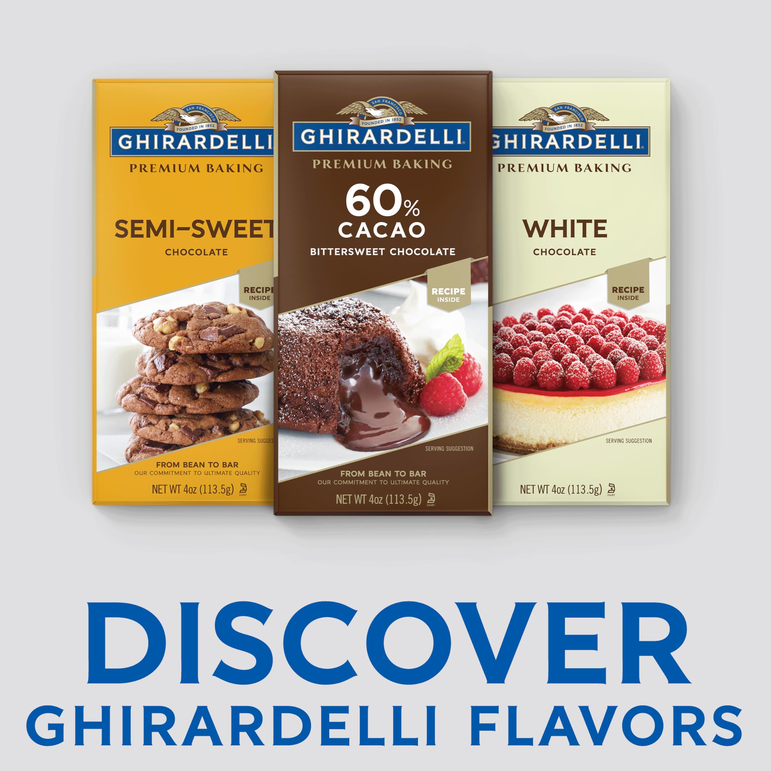 Ghirardelli bar close-up showing smooth texture for even melting