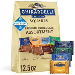 Ghirardelli front bag showing labeled assortment and pack convenience
