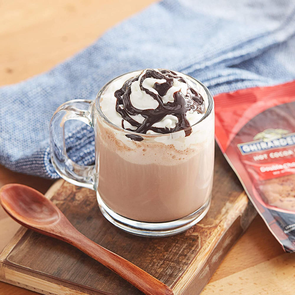 Clear food-safe bag repack of Ghirardelli packets emphasizing travel-friendly packaging