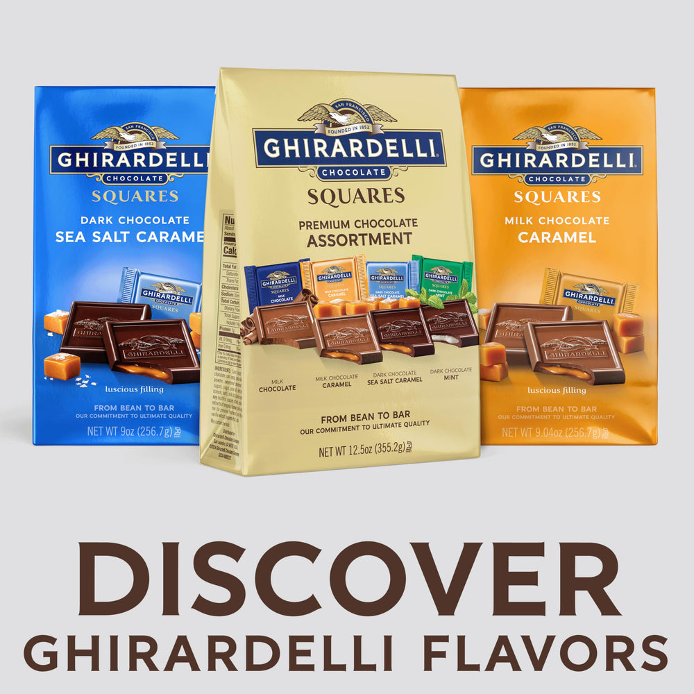 Ghirardelli unwrapped squares array highlighting portion control benefit