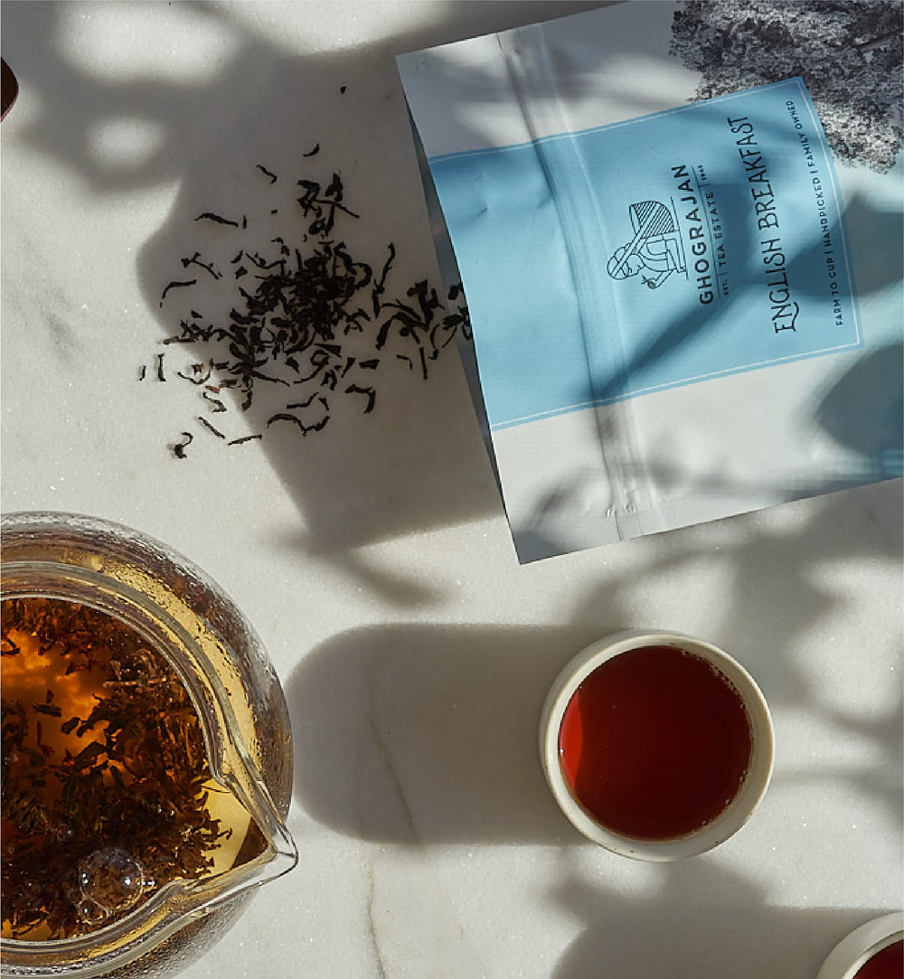 Ghograjan Tea Estate French press brewing to show robust extraction and depth