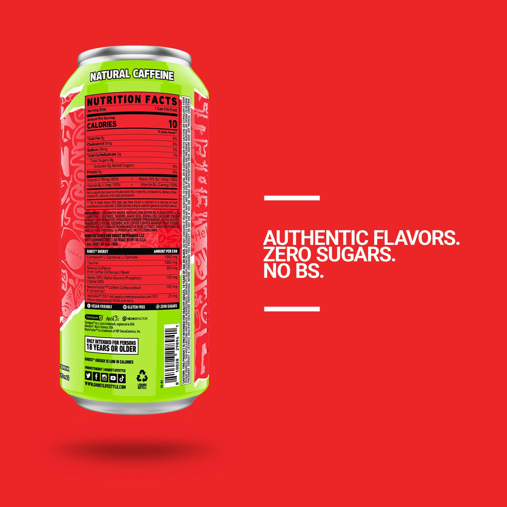 GHOST can side label close-up showing ingredient transparency and exact doses benefit