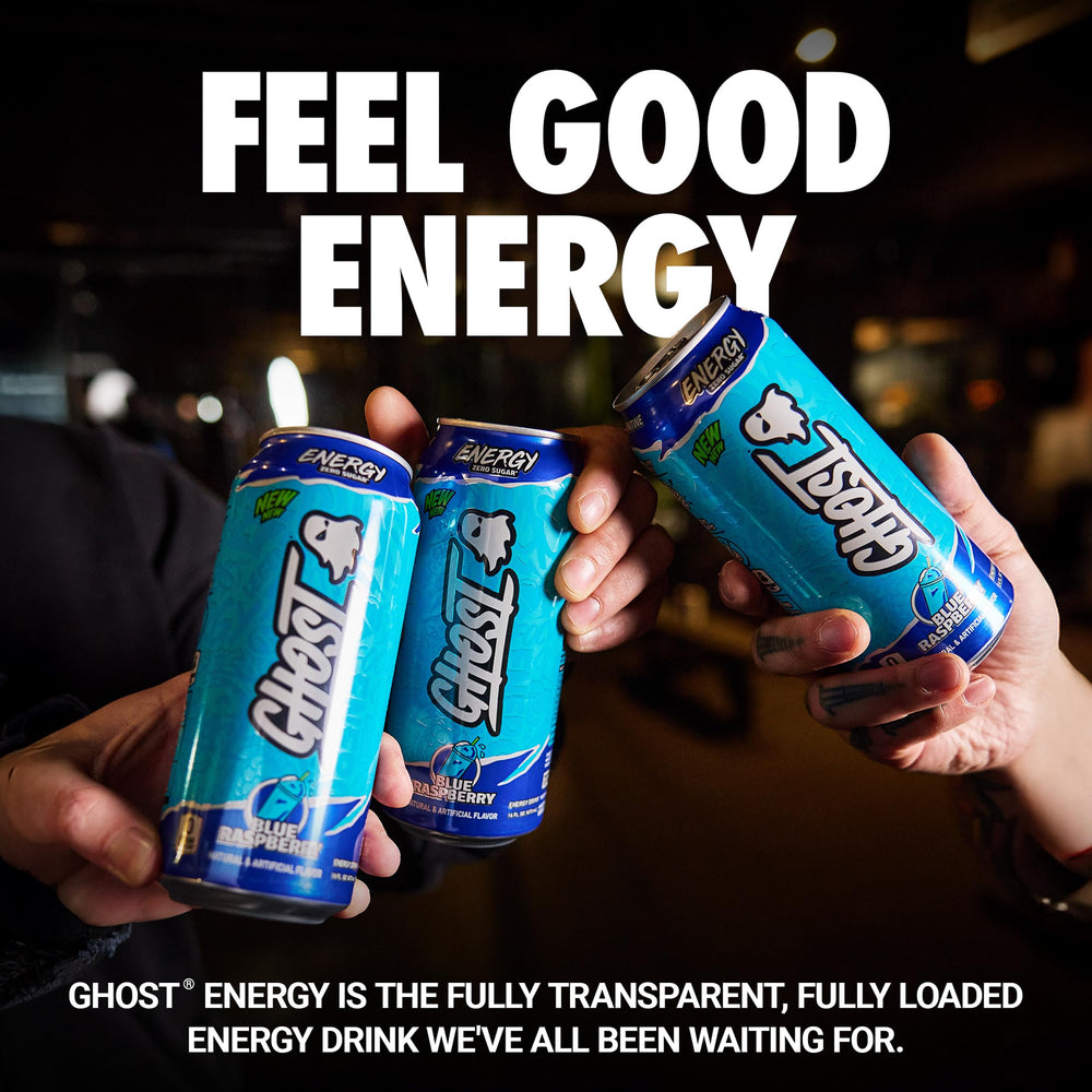 GHOST energy close-up of can label highlighting full-ingredient transparency