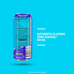 GHOST energy can pouring blue raspberry drink into glass for refreshing benefit