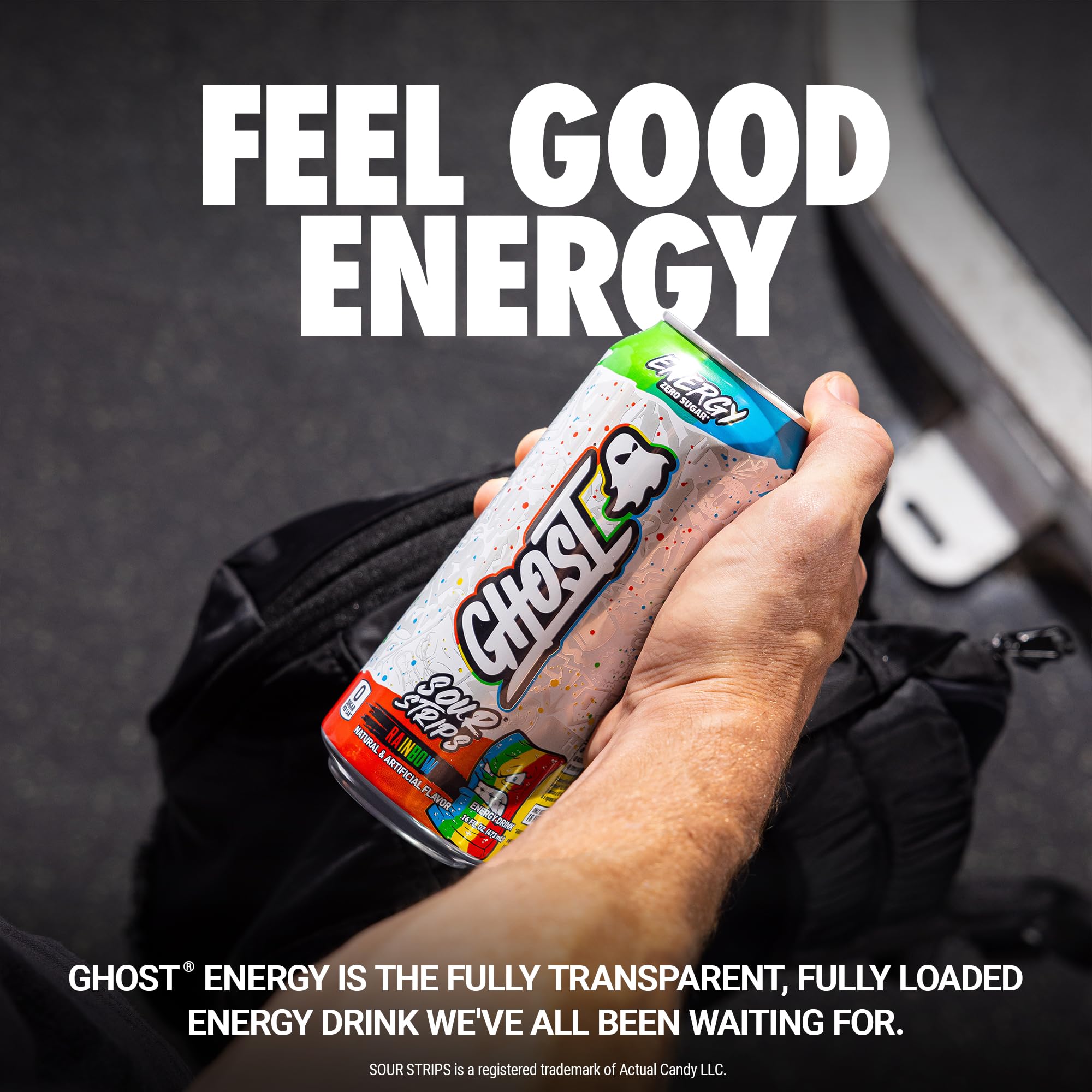 GHOST side label close-up showing full-disclosure ingredients and transparency