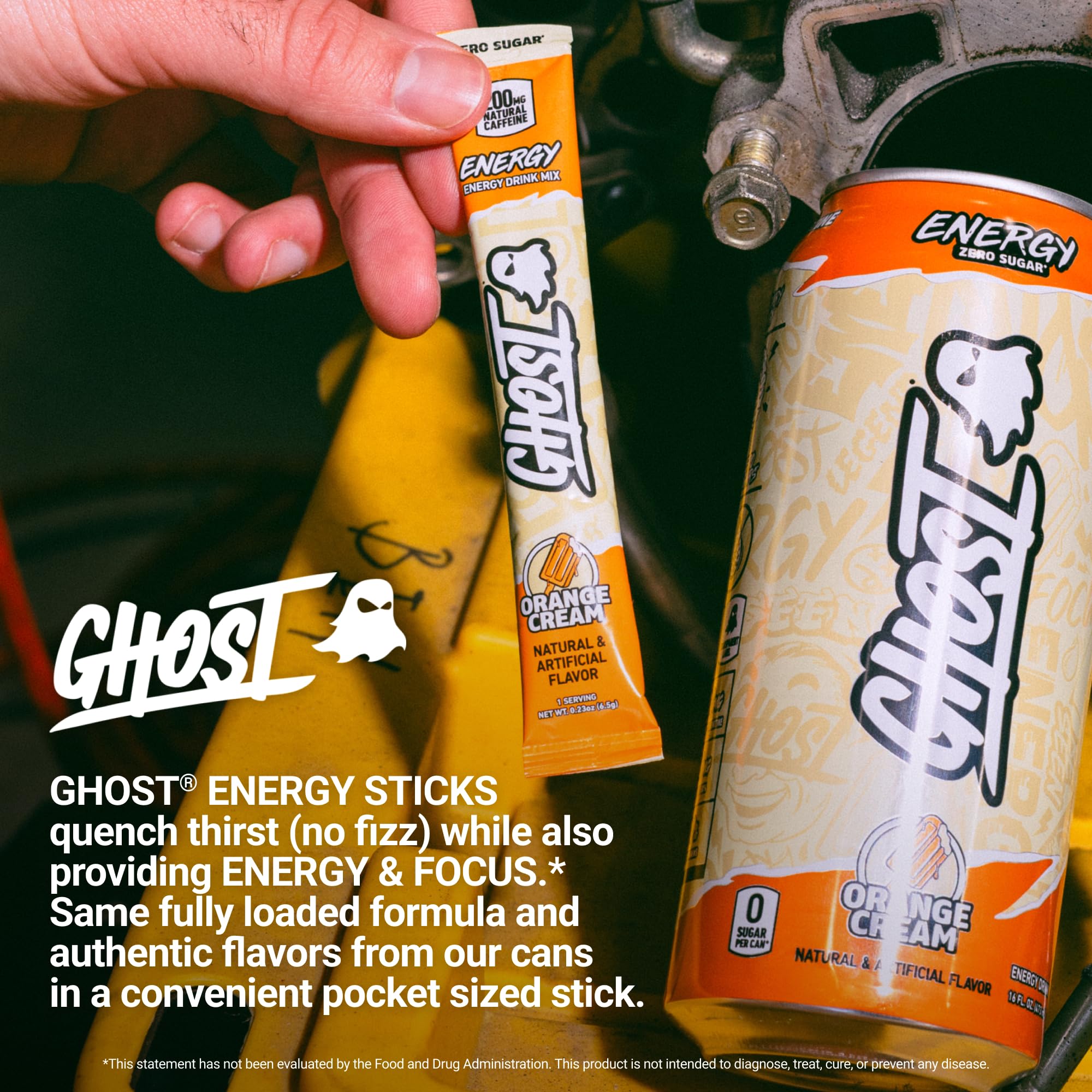 GHOST sticks inside a gym bag illustrating on-the-go energy and convenience