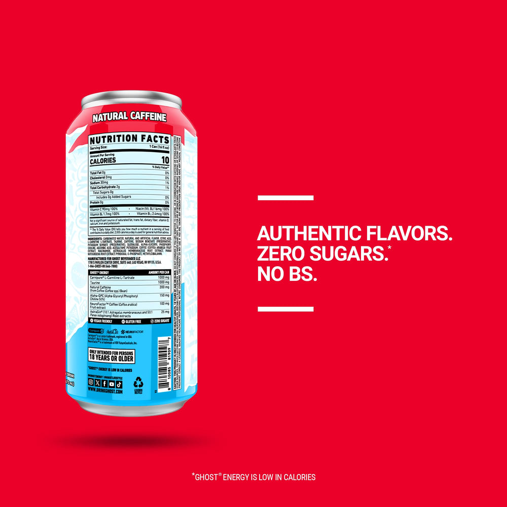 GHOST can open with pour into glass showing fizzy carbonation and flavor appeal