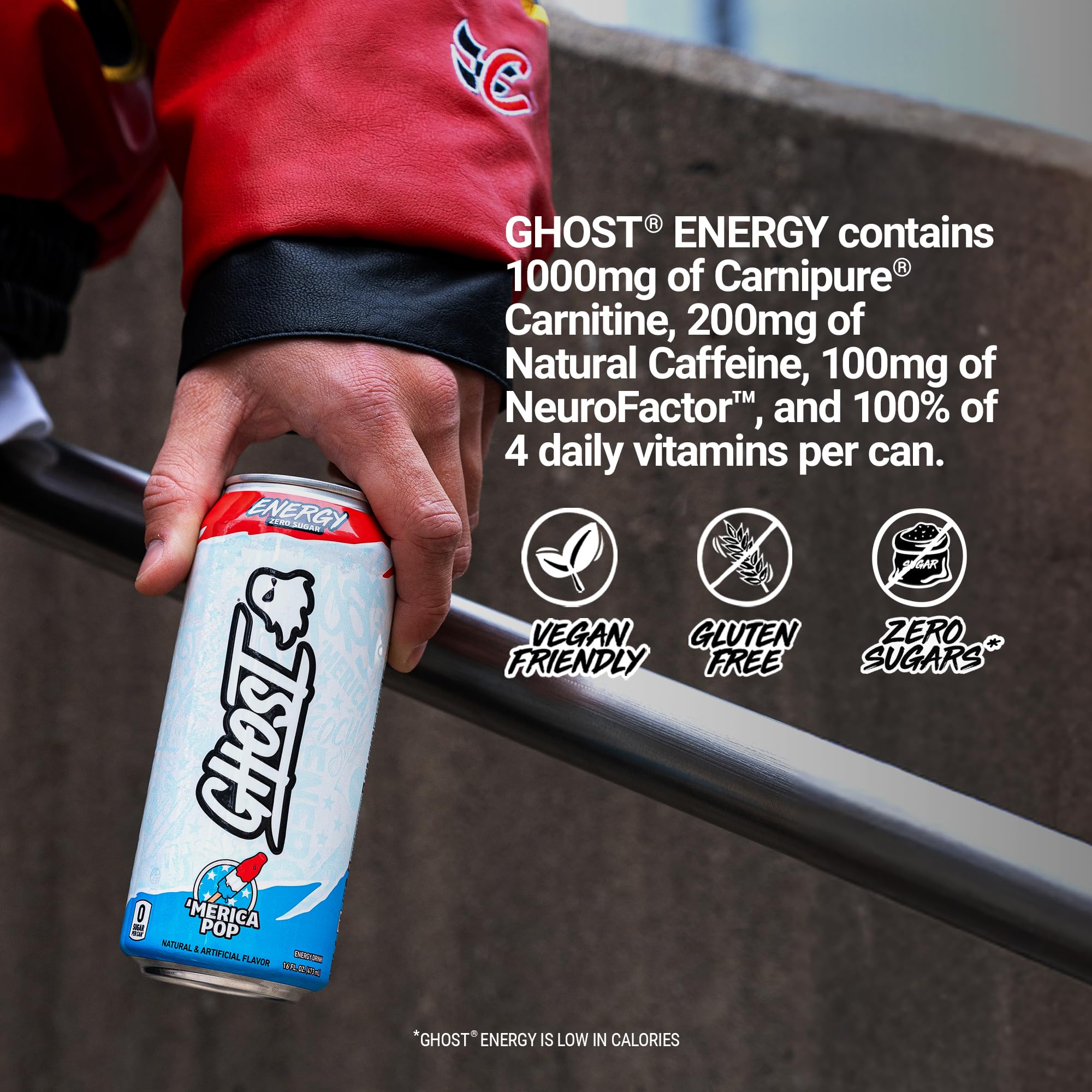 GHOST label close-up revealing exact doses and no proprietary blends for clarity