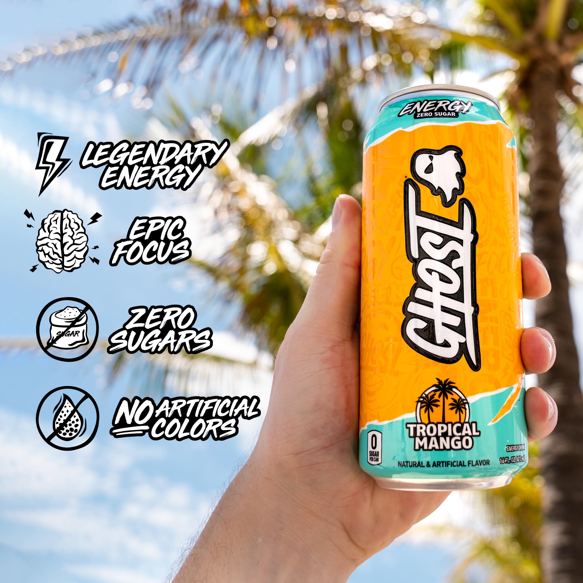 GHOST can in hand demonstrating 16oz size and easy portability benefit