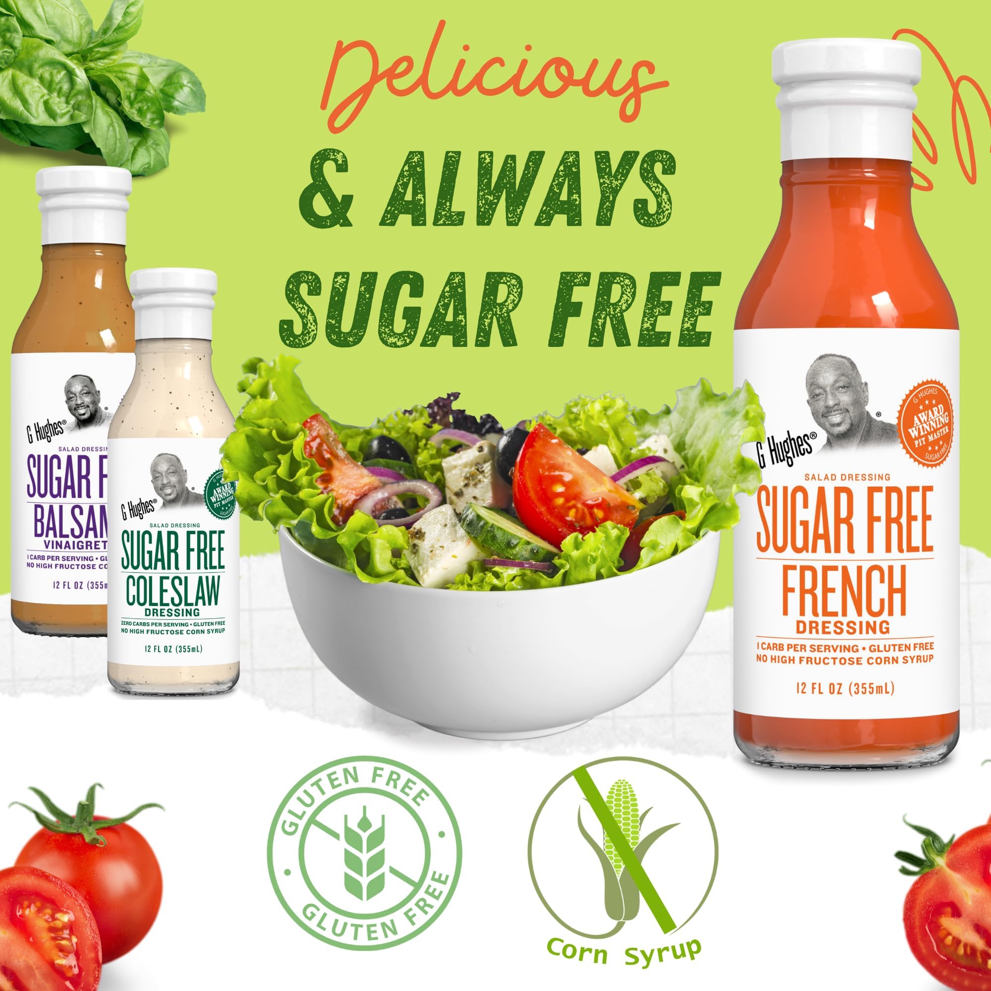 G Hughes dressed salad lifestyle image showing fresh greens and appetite appeal